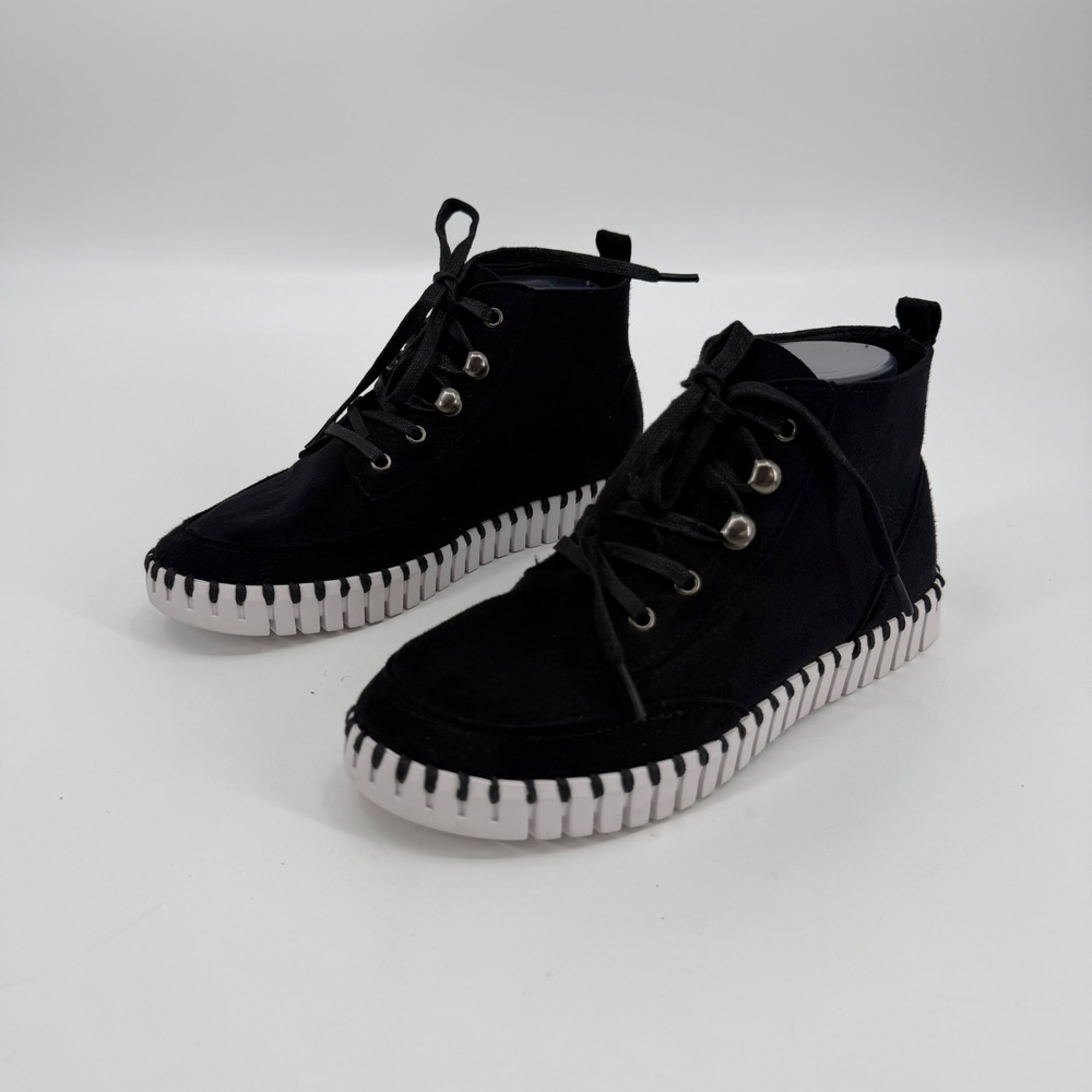 Ilse Jacobsen Hornbæk Tulip Black Suede Lace Up Ankle Boots Women 37 Whipstitch